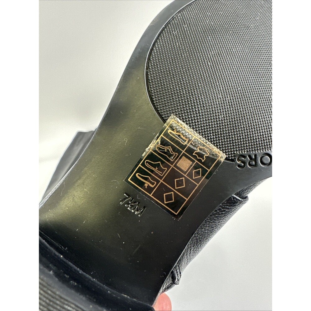 Michael Michael Kors Maisie Knee High Boot Black Leather Pebbled Gold Button 7.5 - Picture 15 of 15